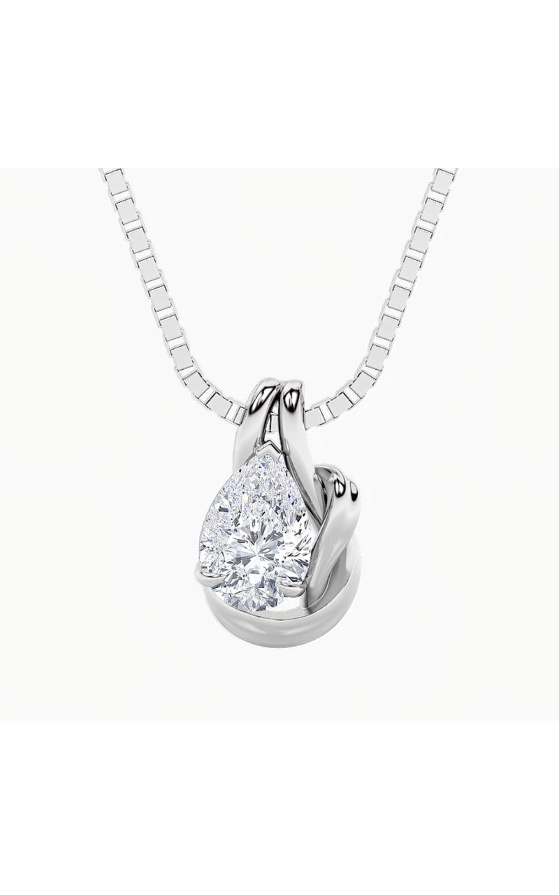 2Cttw Pear Shaped Lab Grown Diamond (F/VS) Knot Pendant in 14K Gold
