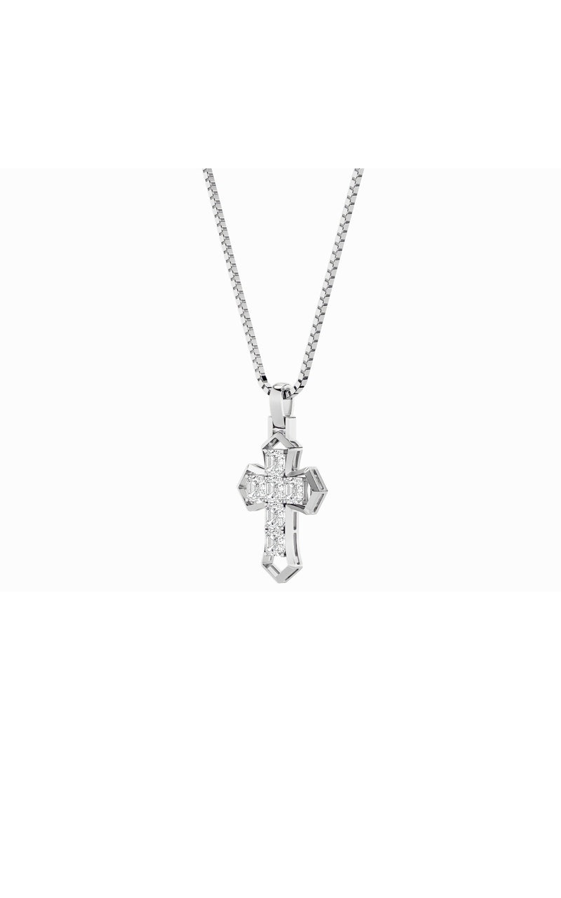 6Cttw Asscher Shaped Lab Grown Diamond (F/VS) Cross Pendant in 14K Gold