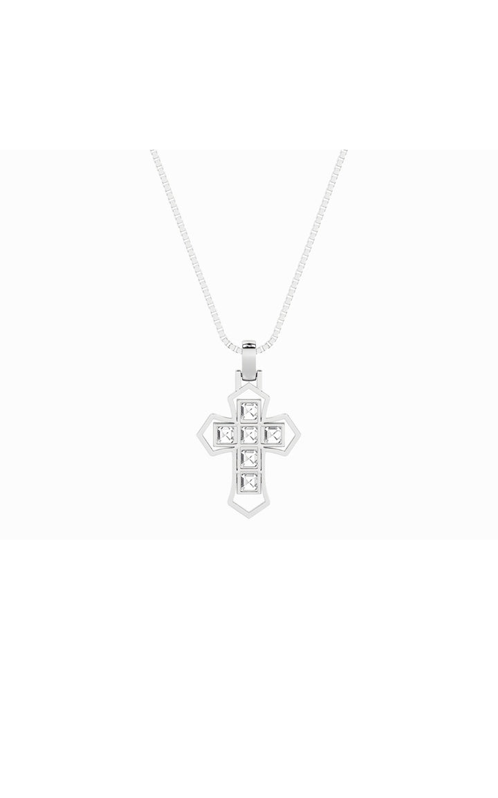 6Cttw Asscher Shaped Lab Grown Diamond (F/VS) Cross Pendant in 14K Gold