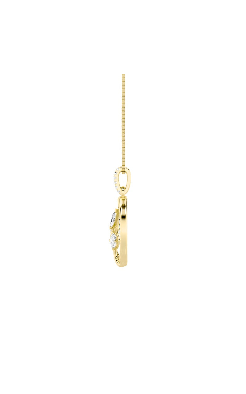 1Cttw Oval Shaped Lab Grown Diamond (F/VS) Pendantin 14K Gold