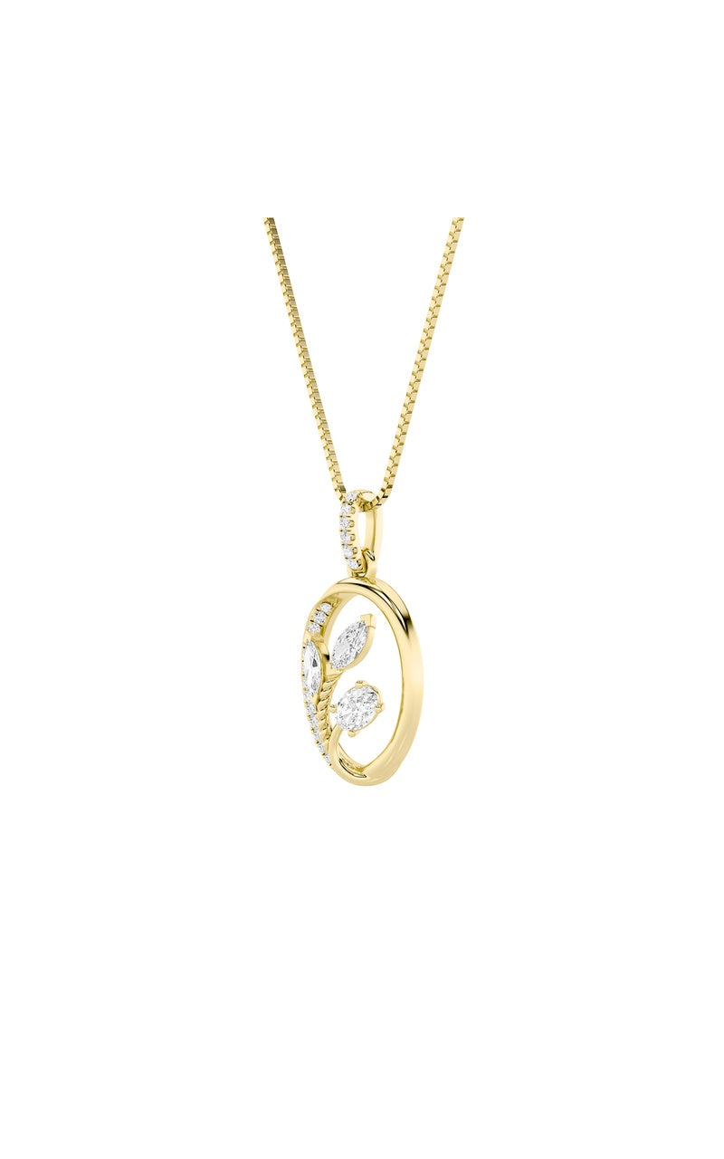 1Cttw Oval Shaped Lab Grown Diamond (F/VS) Pendantin 14K Gold