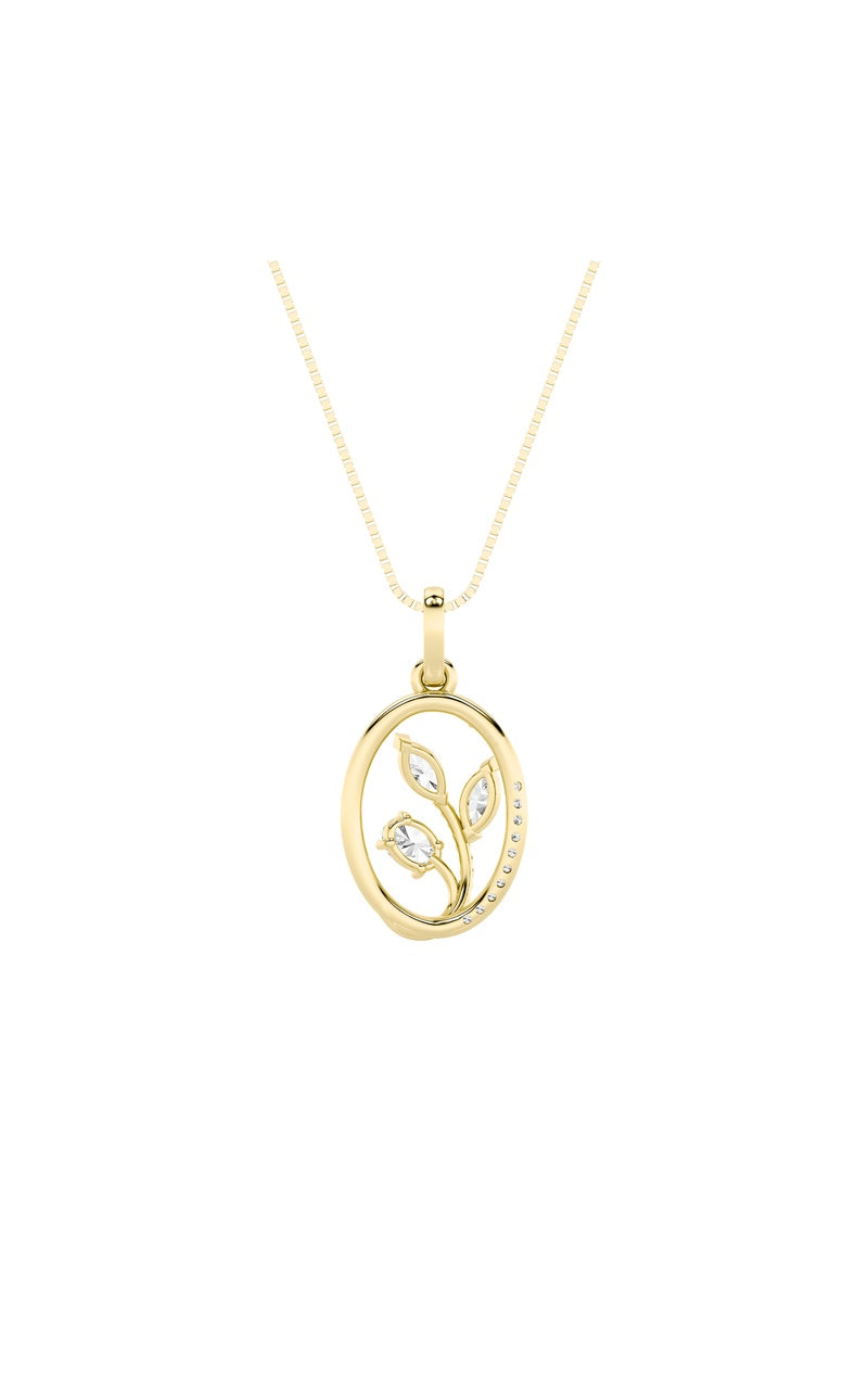 1Cttw Oval Shaped Lab Grown Diamond (F/VS) Pendantin 14K Gold