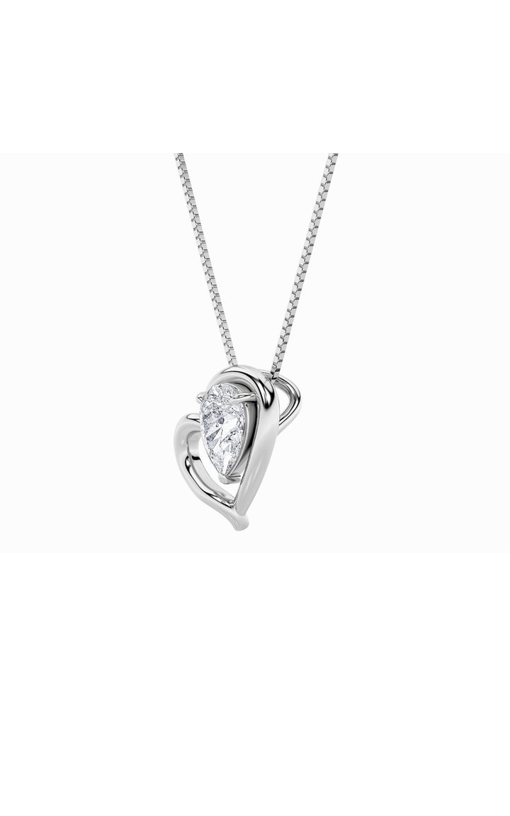 0.5CTW Pear Shaped Lab Grown Diamond (F/VS) Heart Pendant in 14K  White Gold