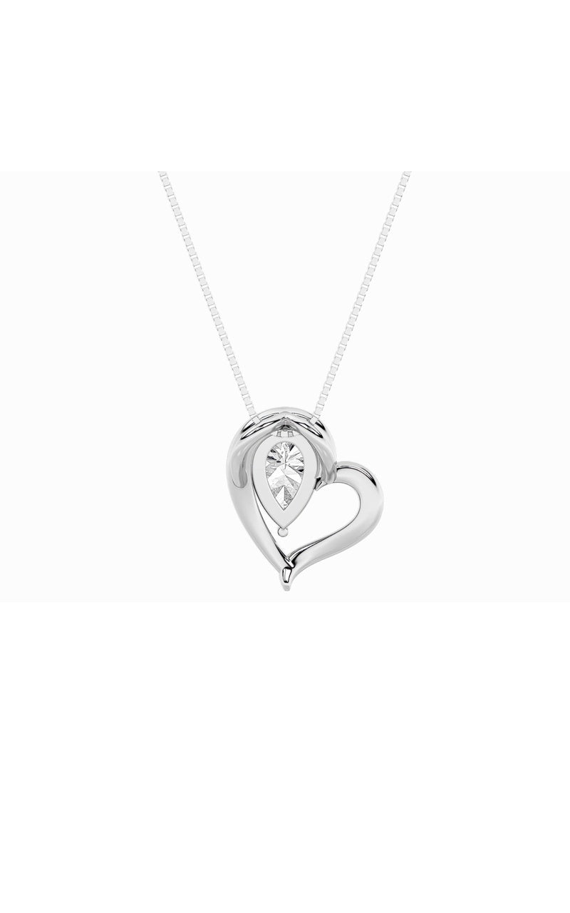0.5Cttw Pear Shaped Lab Grown Diamond (F/VS) HeartPendant in 14K  White Gold