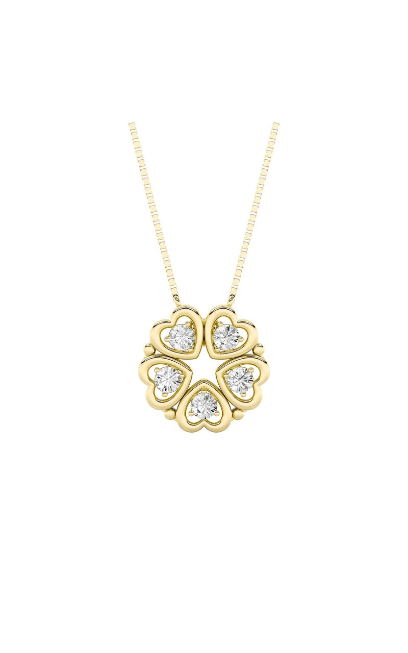1Cttw Round Shaped Lab Grown Diamond (F/VS) HeartShaped Necklace in 14K Gold
