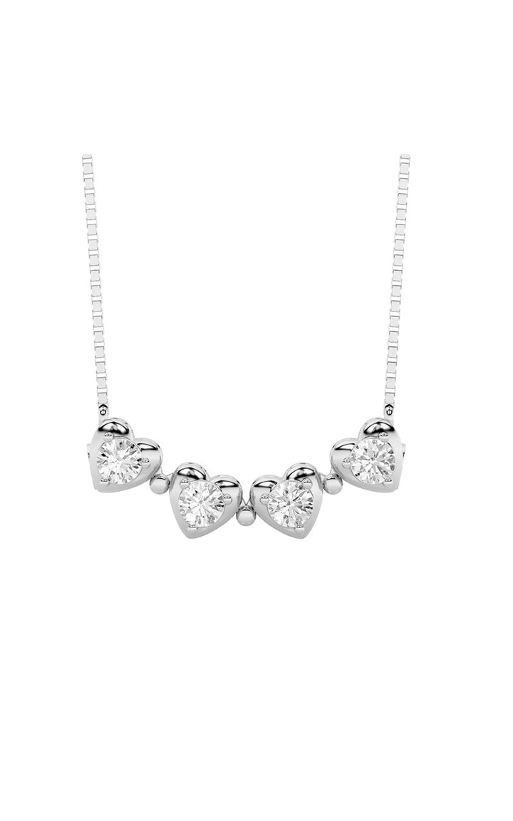 1Cttw Round Shaped Lab Grown Diamond (F/VS) HeartShaped Necklace in 14K Gold