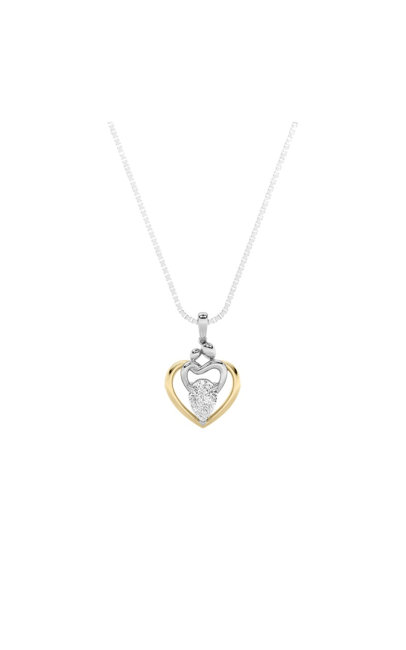 1.5Cttw Pear Shaped Lab Grown Diamond (F/VS) HeartShaped Pendant in 14K Gold
