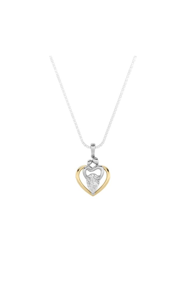 1.5Cttw Pear Shaped Lab Grown Diamond (F/VS) Heart Shaped Pendant in 14K Gold
