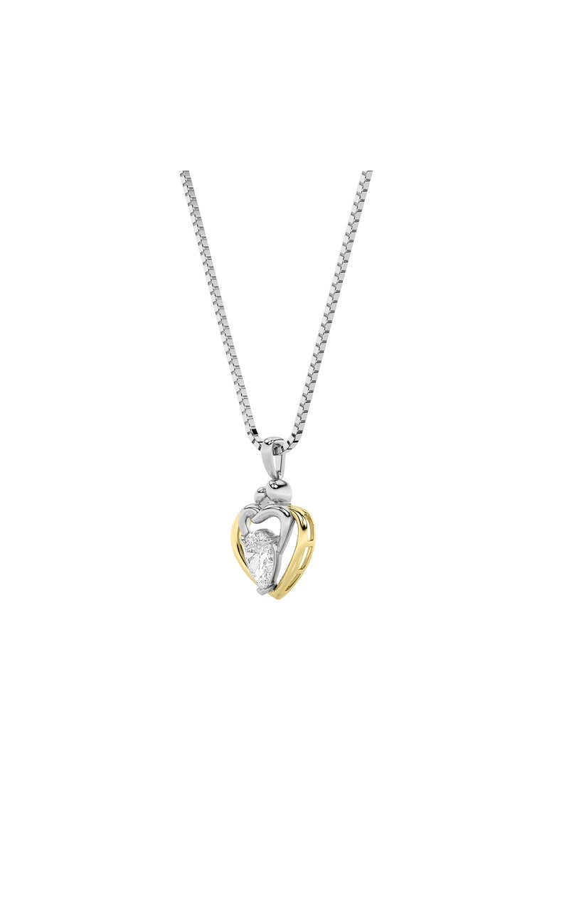 1.5Cttw Pear Shaped Lab Grown Diamond (F/VS) HeartShaped Pendant in 14K Gold