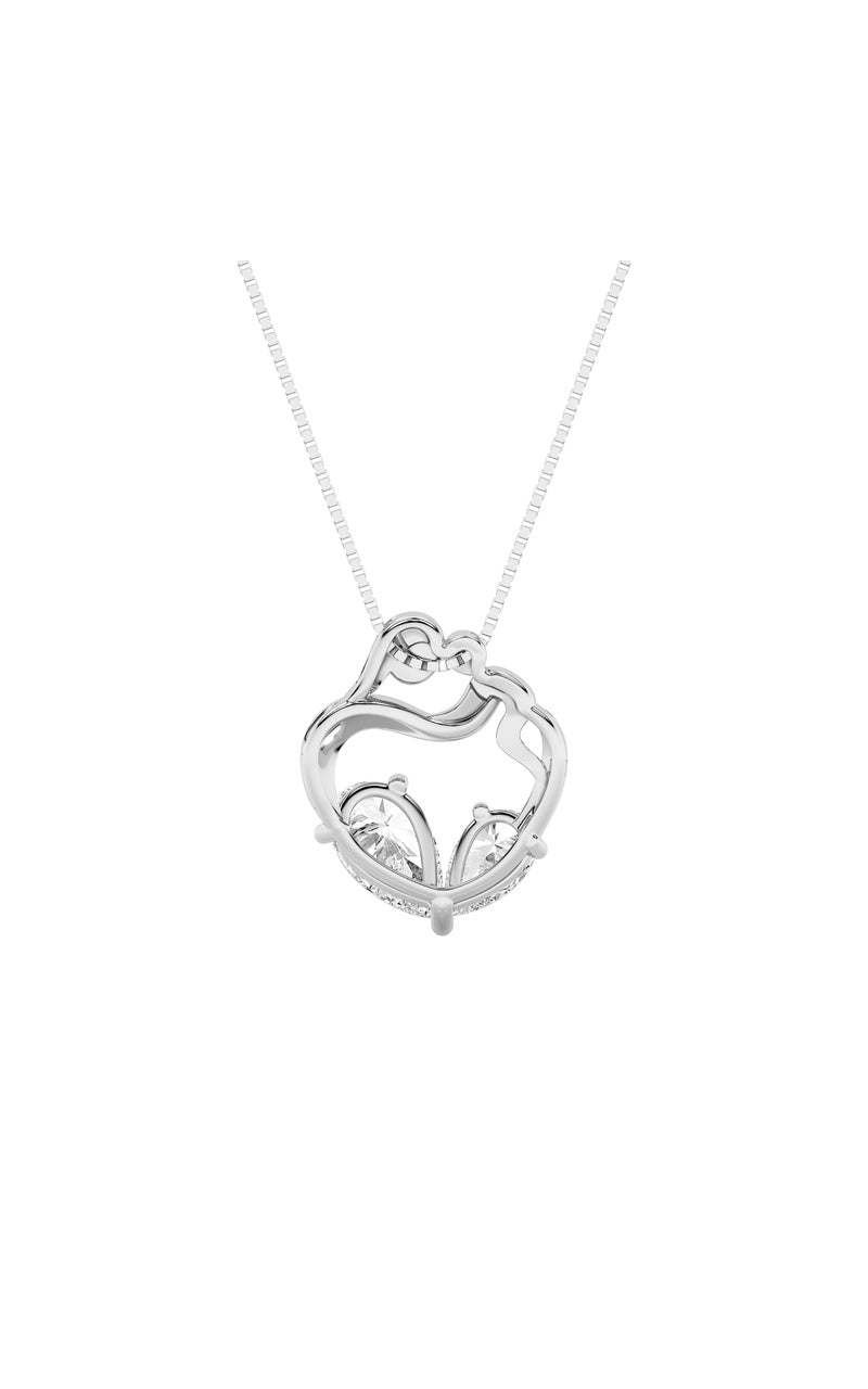 3CTW Pear Shaped Lab Grown Diamond (F/VS) Mother & Child Heart Shaped Pendant in 14K Gold