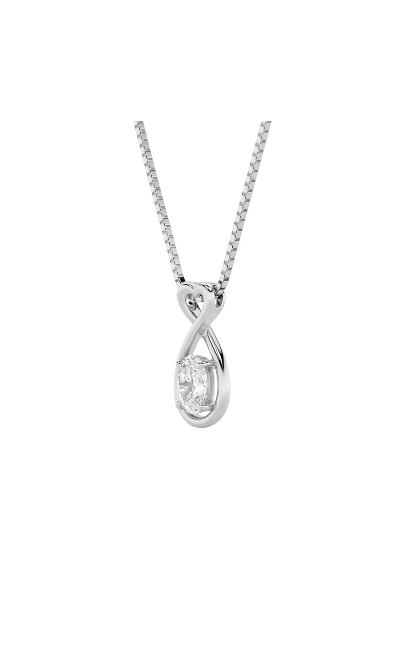 1Cttw Oval Shaped Lab Grown Diamond (G/VS) Fancy Solitaire Pendant in 14K Gold