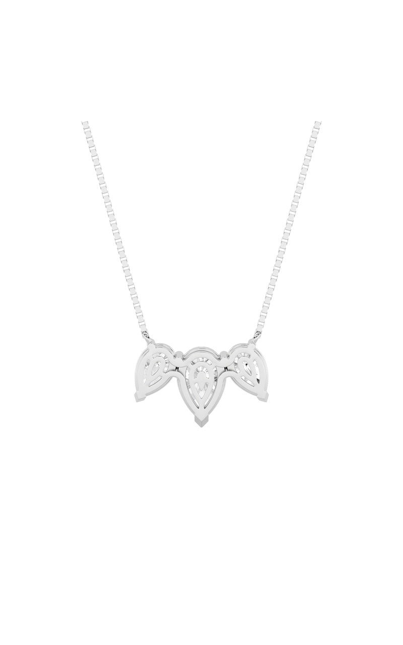 3Cttw Pear Shaped Lab Grown Diamond (F/VS) Three Stone Necklace in 14K Gold