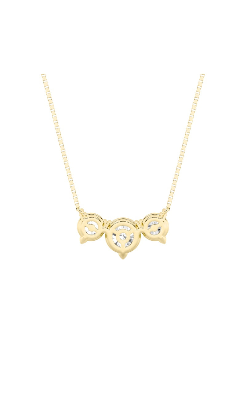 2CTW Round Shaped Lab Grown Diamond (F/VS) Three Stone Necklace in 14K Gold