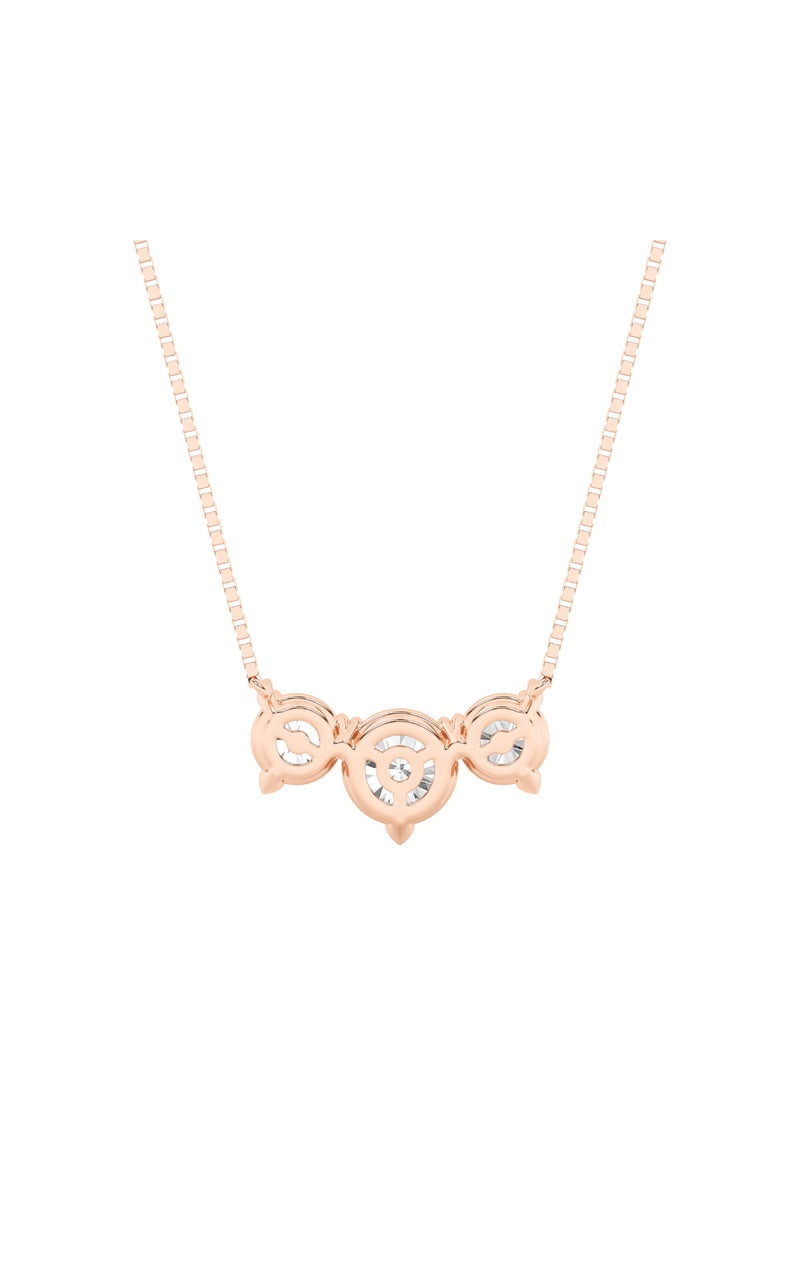 2CTW Round Shaped Lab Grown Diamond (F/VS) Three Stone Necklace in 14K Gold