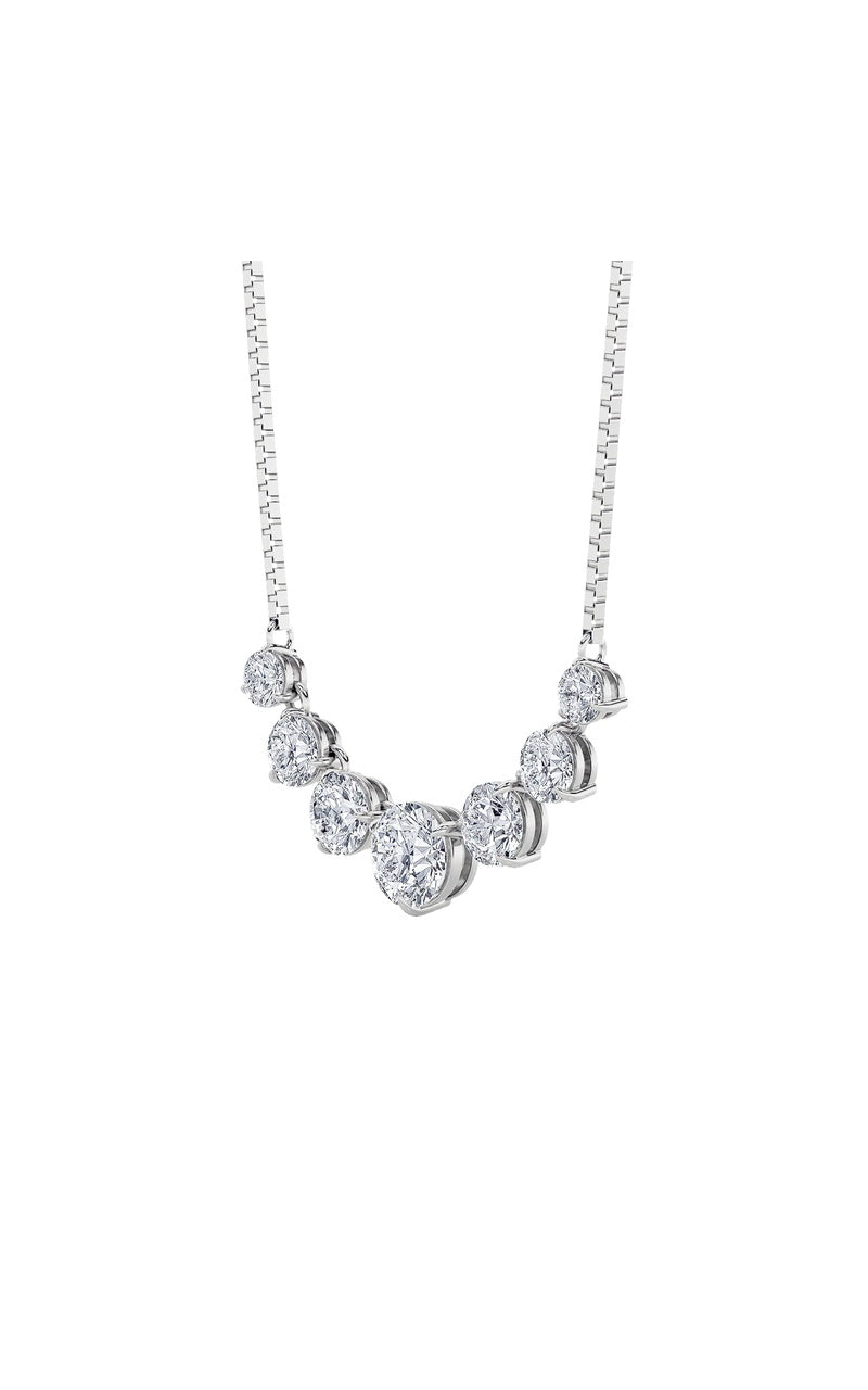 4.5Cttw Round Shaped Lab Grown Diamond (F/VS) Seven Stone Necklace in 14K Gold