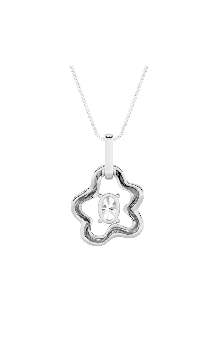 1Cttw Oval Shaped Lab Grown Diamond (F/VS) OrganicDesign Solitaire Pendant in 14K Gold