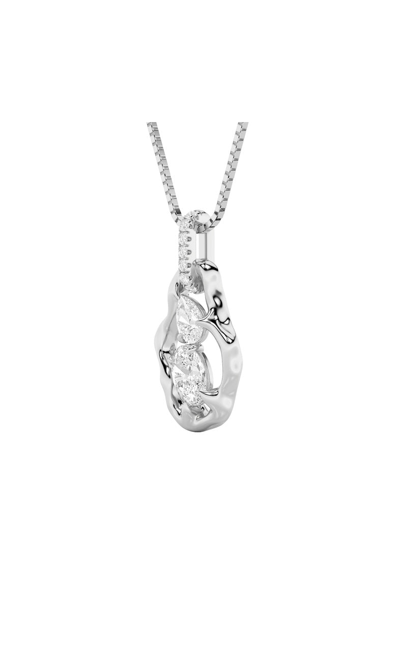 1CTW Oval Shaped Lab Grown Diamond (F/VS) Organic Design Solitaire Pendant in 14K Gold