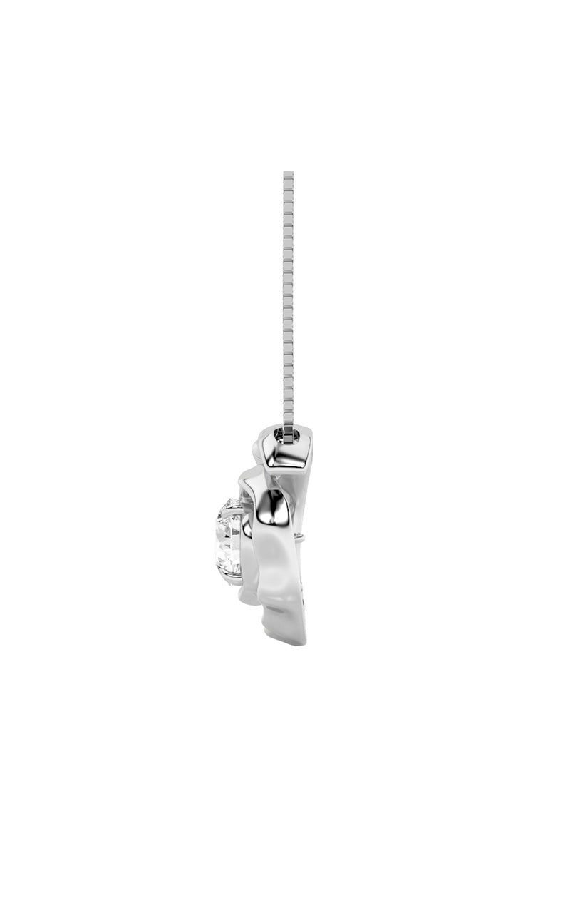 1Cttw Round Shaped Lab Grown Diamond (F/VS) Organic Design Solitaire Pendant in 14K Gold