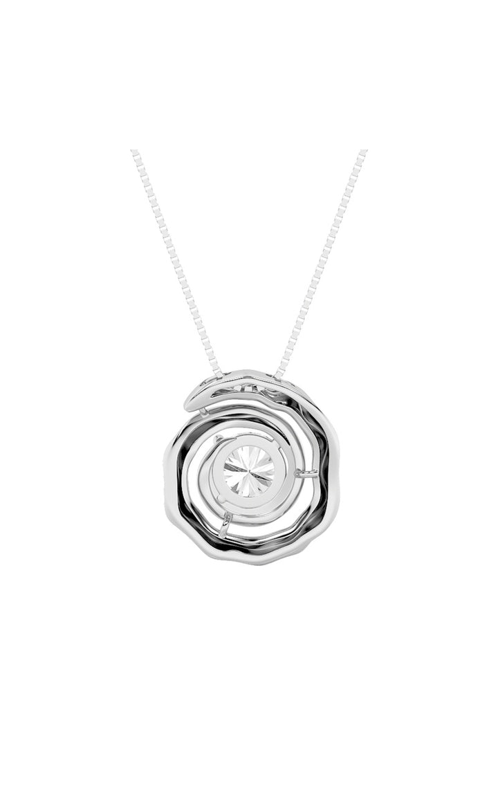 1Cttw Round Shaped Lab Grown Diamond (F/VS) Organic Design Solitaire Pendant in 14K Gold