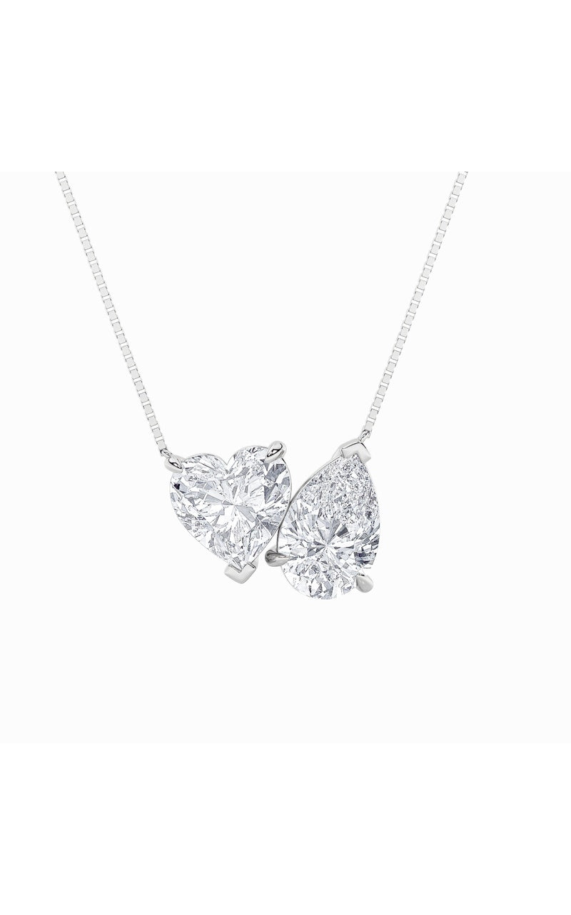 2Cttw Pear Shaped Lab Grown Diamond (F/VS) Heart Shaped Necklace in 14K Gold