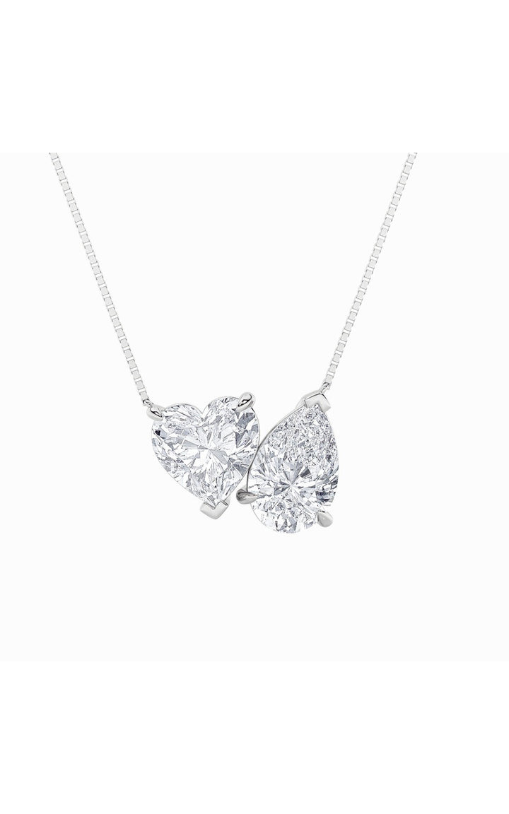 2Cttw Pear Shaped Lab Grown Diamond (F/VS) Heart Shaped Necklace in 14K Gold