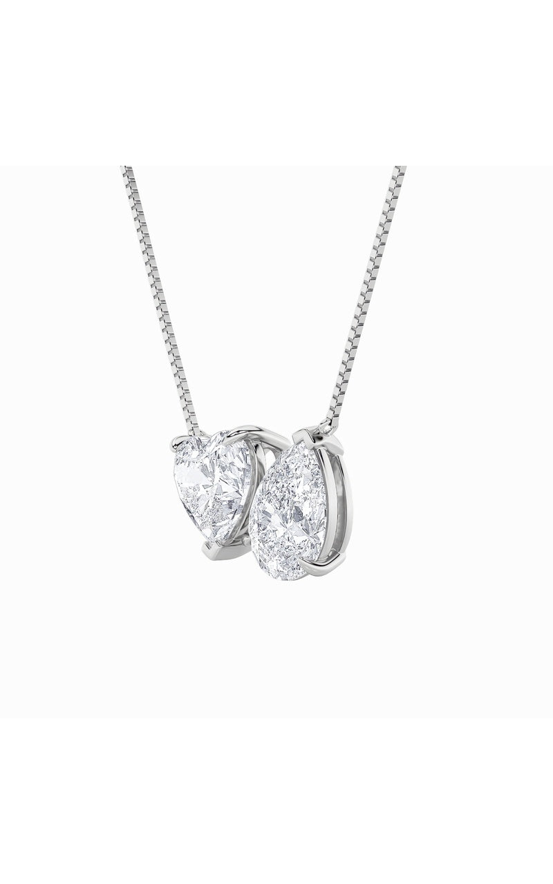 2Cttw Pear Shaped Lab Grown Diamond (F/VS) Heart Shaped Necklace in 14K Gold