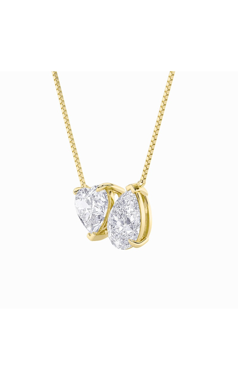 2Cttw Pear Shaped Lab Grown Diamond (F/VS) Heart Shaped Necklace in 14K Gold