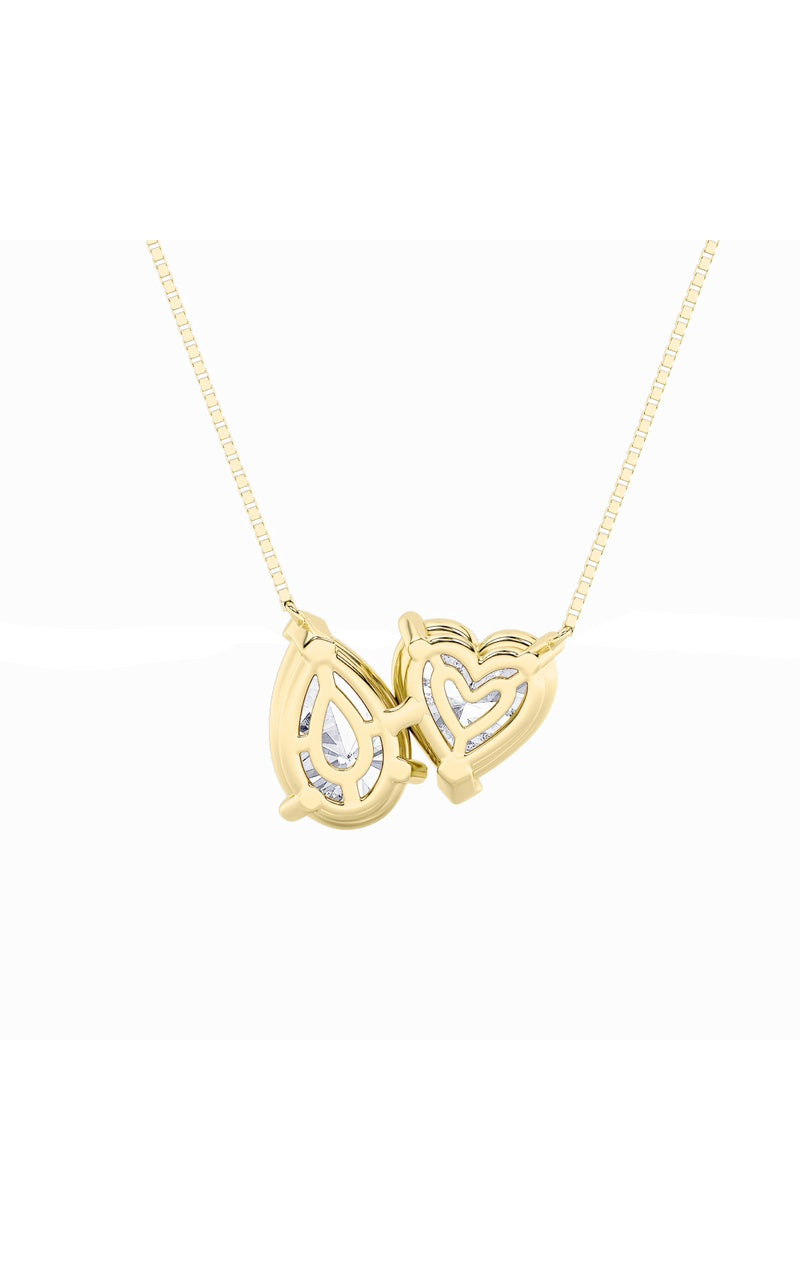 2Cttw Pear Shaped Lab Grown Diamond (F/VS) Heart Shaped Necklace in 14K Gold