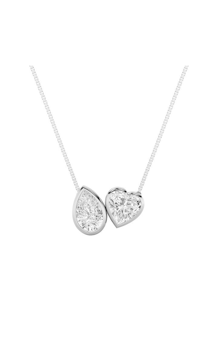 2Cttw Pear Shaped Lab Grown Diamond (F/VS) Heart Shaped Necklace in 14K Gold
