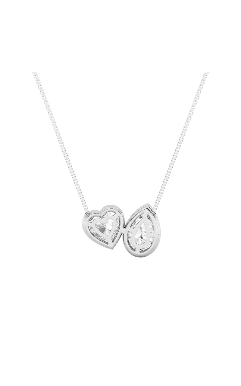 2Cttw Pear Shaped Lab Grown Diamond (F/VS) Heart Shaped Necklace in 14K Gold