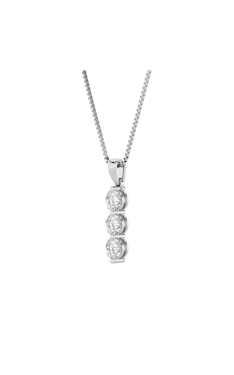 1Cttw Round Shaped Lab Grown Diamond (F/VS) ThreeStone Pendant in 14K Gold