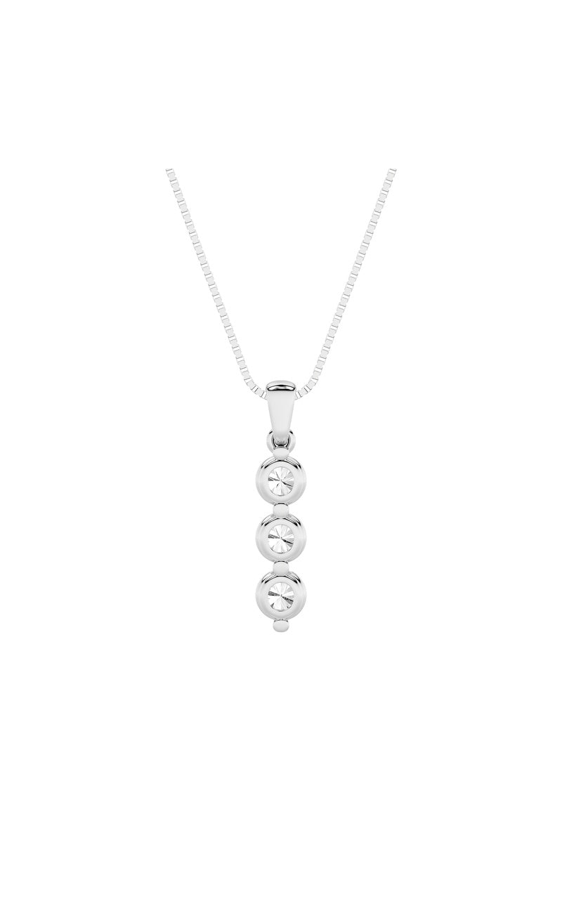1Cttw Round Shaped Lab Grown Diamond (F/VS) ThreeStone Pendant in 14K Gold