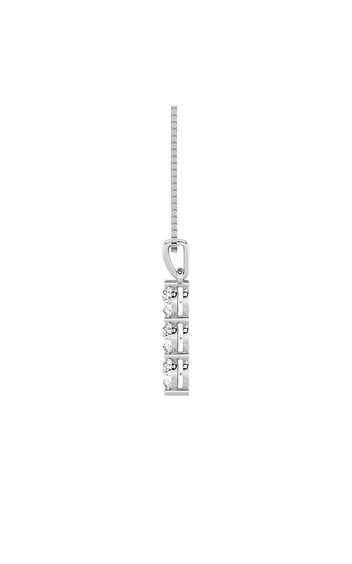 1Cttw Round Shaped Lab Grown Diamond (F/VS) ThreeStone Pendant in 14K Gold