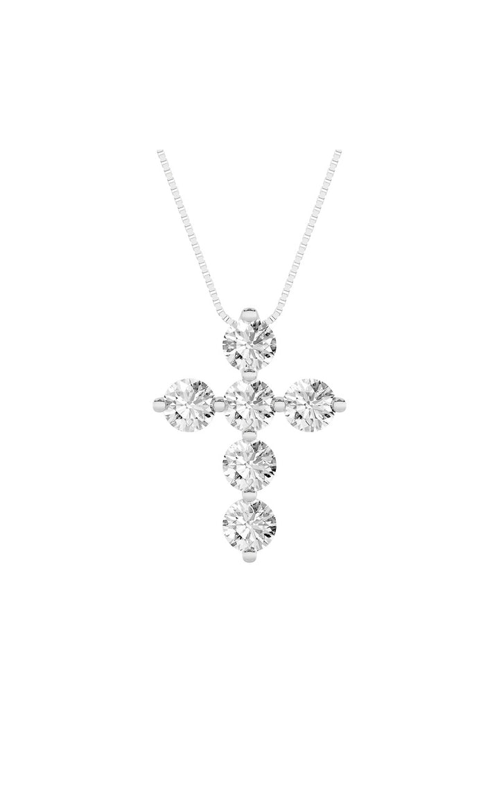 1.5Cttw Round Shaped Lab Grown Diamond (F/VS) Cross Pendant in 14K Gold