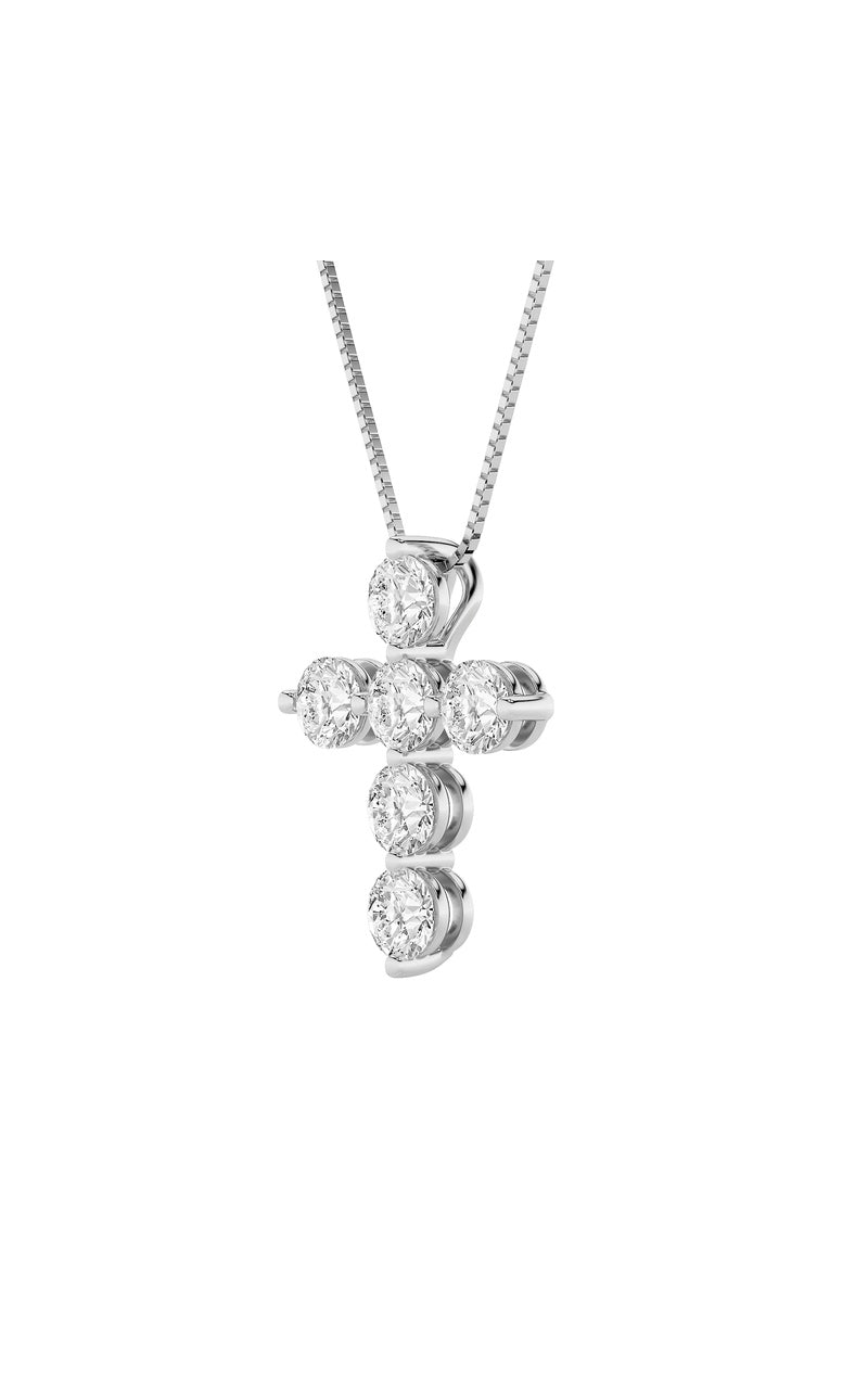 1.5Cttw Round Shaped Lab Grown Diamond (F/VS) Cross Pendant in 14K Gold