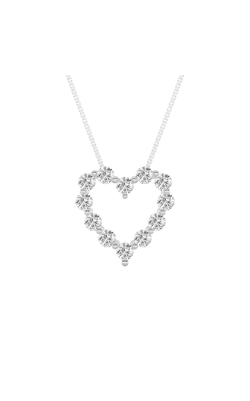 2Cttw Round Shaped Lab Grown Diamond (F/VS) HeartShaped Pendant in 14K Gold