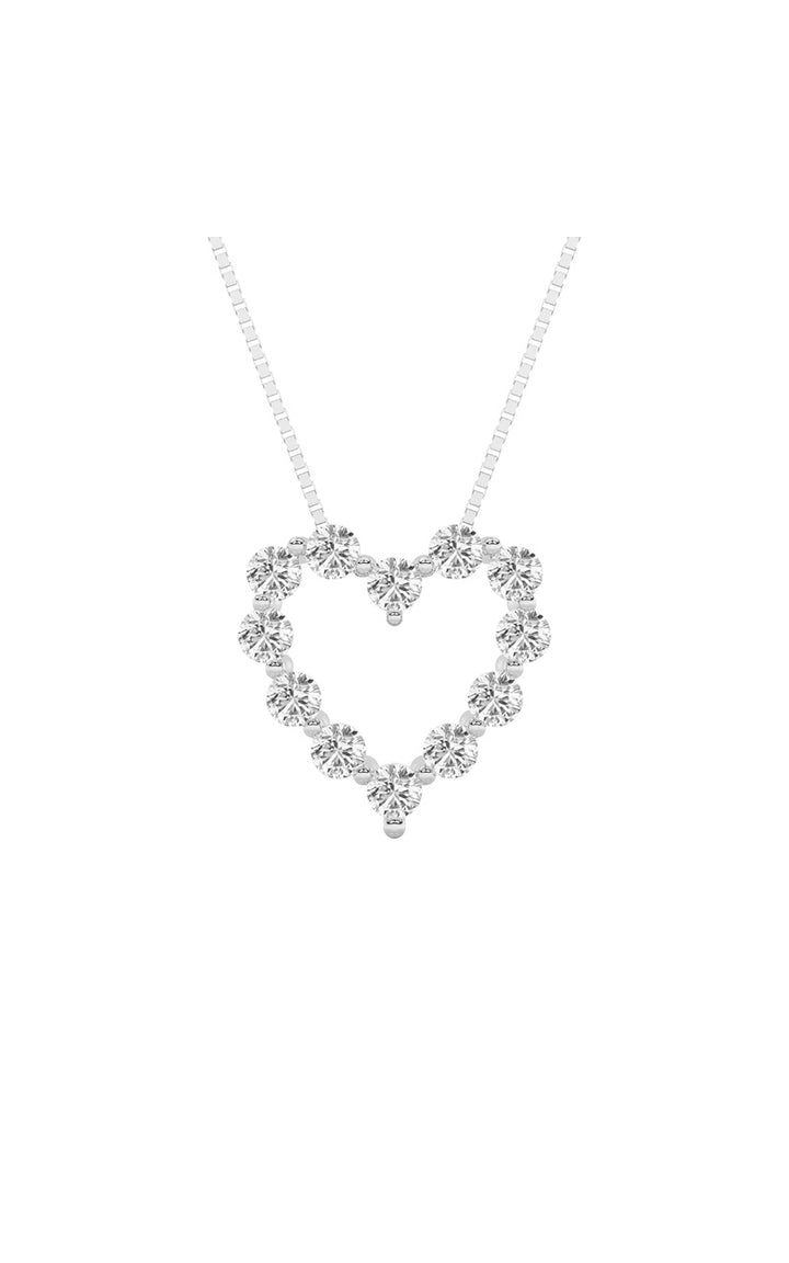 2Cttw Round Shaped Lab Grown Diamond (F/VS) HeartShaped Pendant in 14K Gold