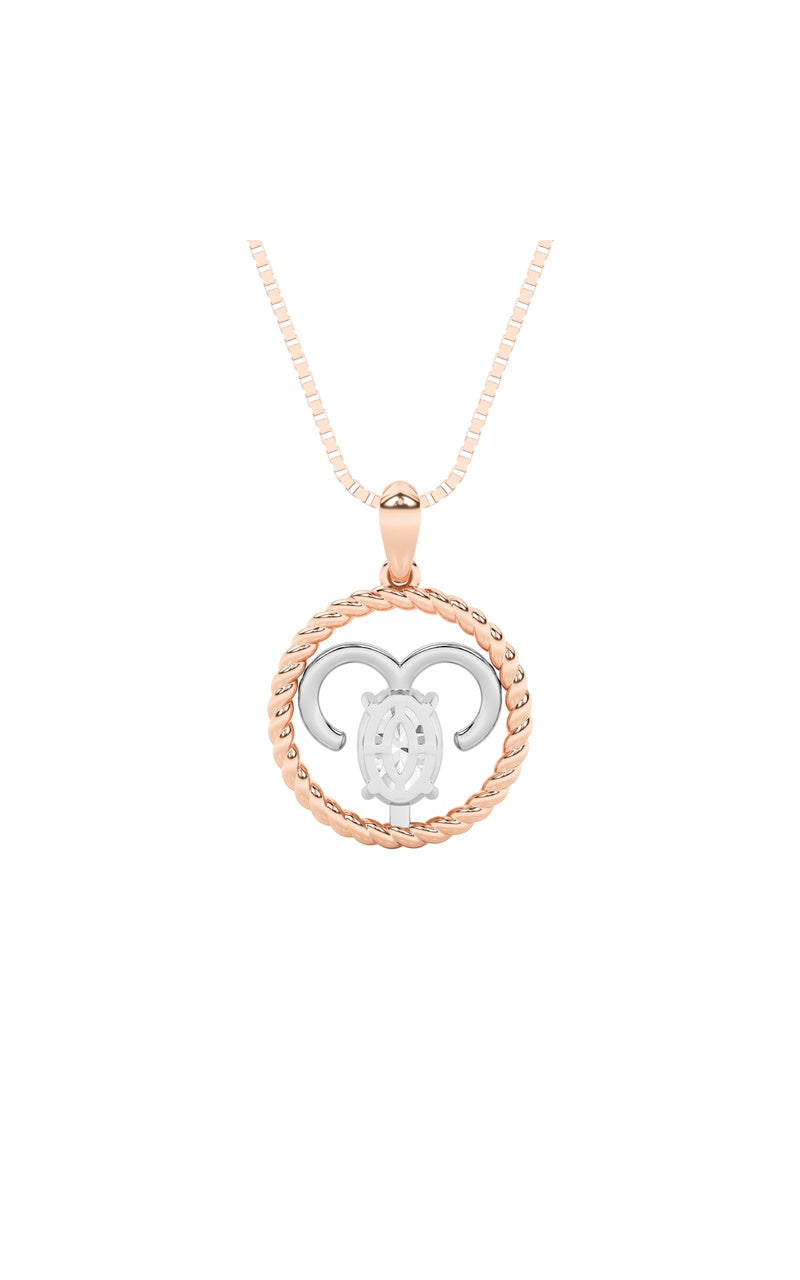 1Cttw Oval Shaped Lab Grown Diamond (F/VS) ZodiacPendant in 14K Gold