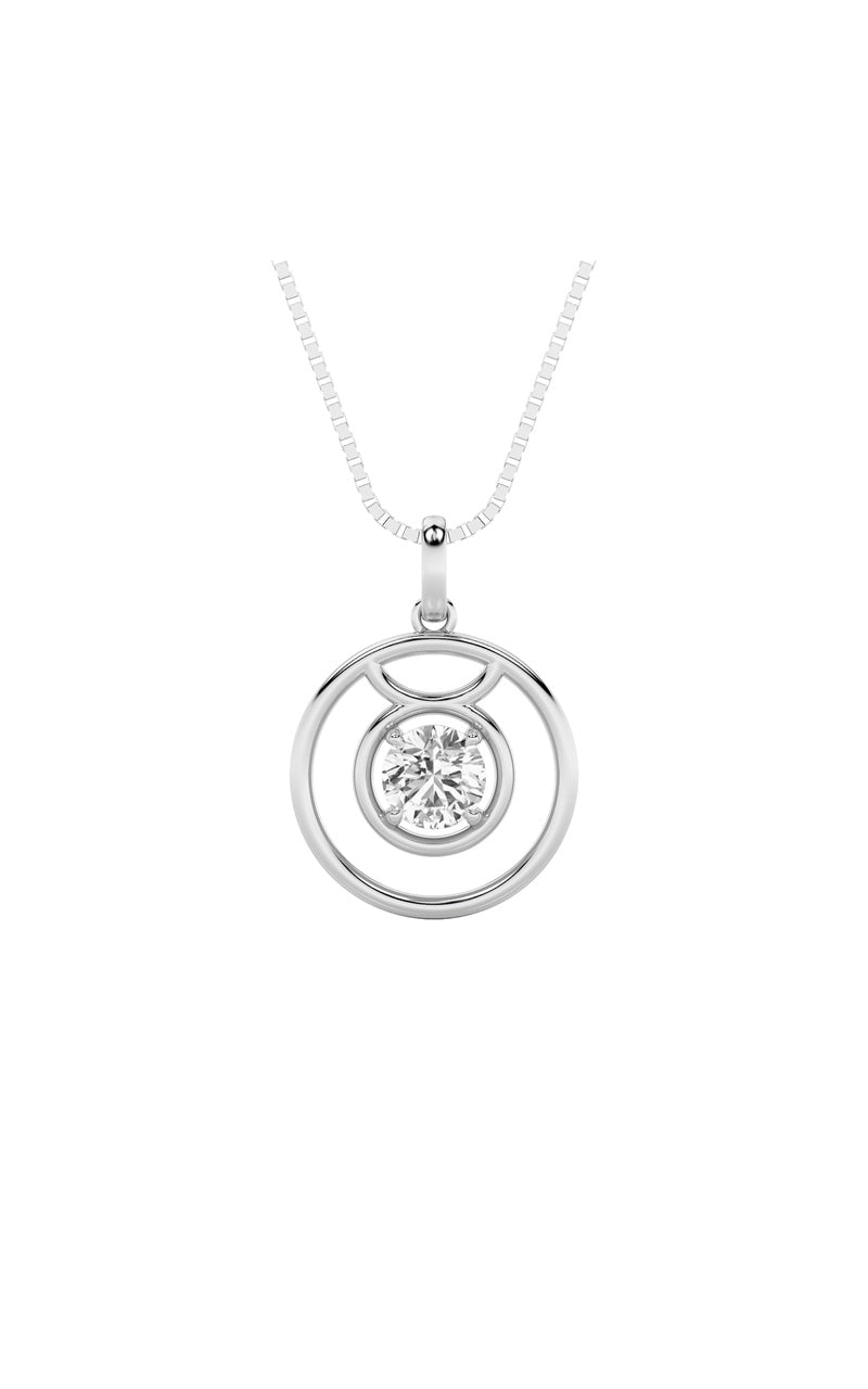 1Cttw Round Shaped Lab Grown Diamond (F/VS) ZodiacPendant in 14K Gold