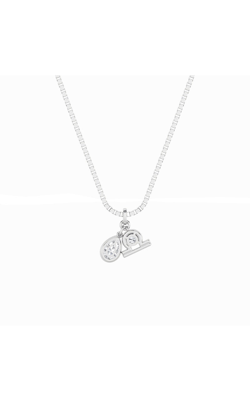 1CTW Pear Shaped Lab Grown Diamond (F/VS) Zodiac Pendant in 14K Gold