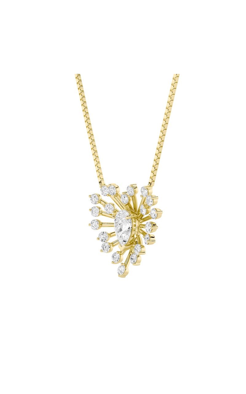 1.5Cttw Pear Shaped Lab Grown Diamond (F/VS) Astralis Necklace in 14K Gold