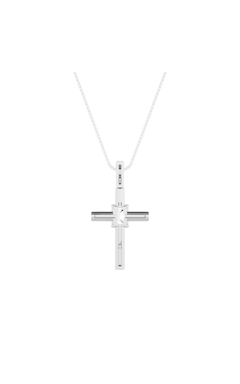 0.5CTW Emerald Shaped Lab Grown Diamond (F/VS) Cross Pendant in 14K Gold