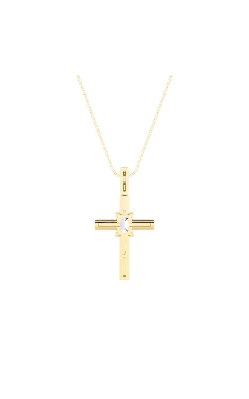 0.5Cttw Emerald Shaped Lab Grown Diamond (F/VS) Cross Pendant in 14K Gold