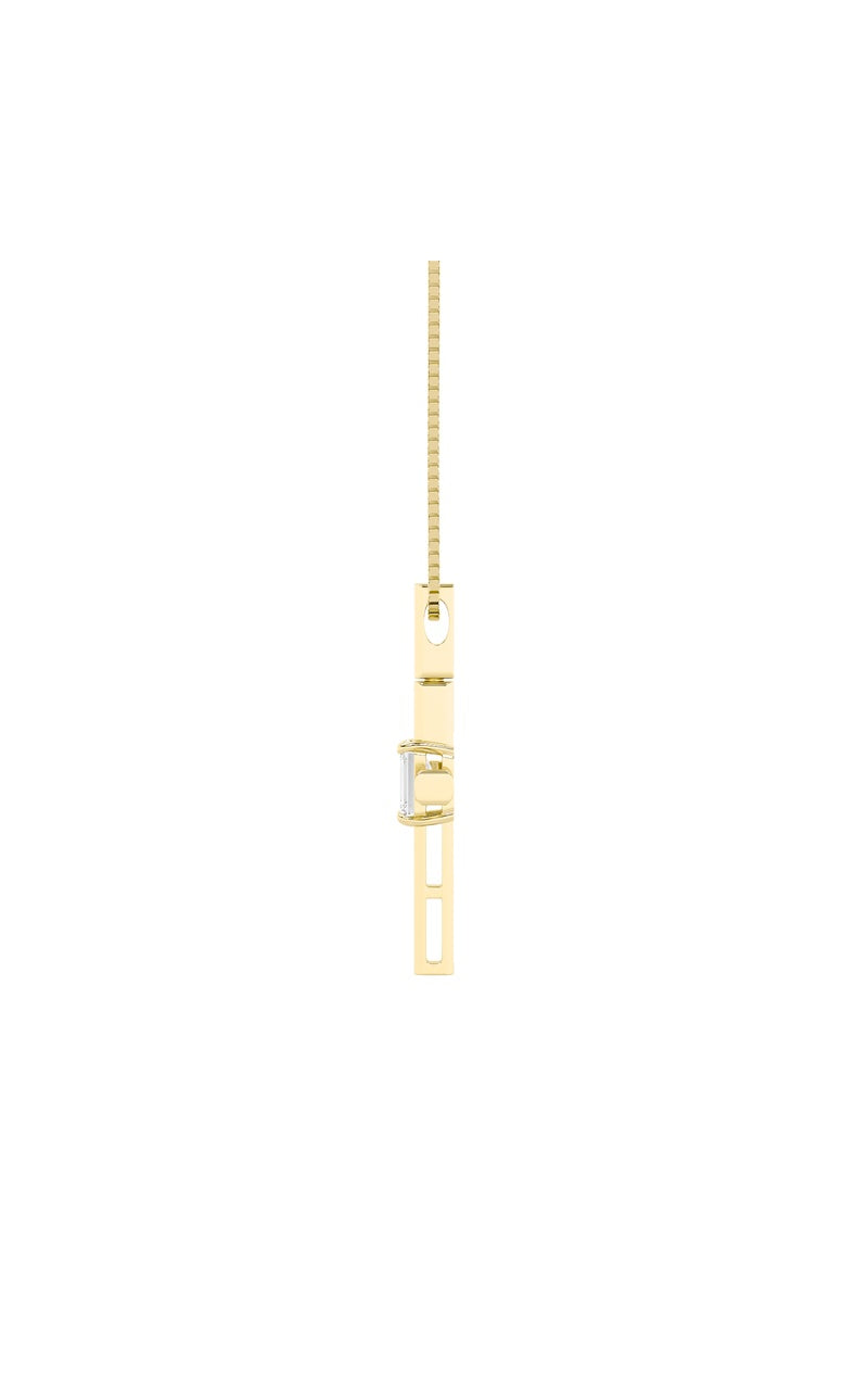 0.5Cttw Emerald Shaped Lab Grown Diamond (F/VS) Cross Pendant in 14K Gold