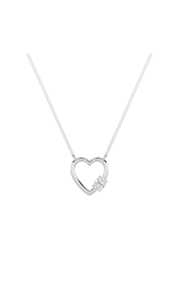 0.5CTW Oval Shaped Lab Grown Diamond (F/VS) Heart Shaped Necklace in 14K Gold