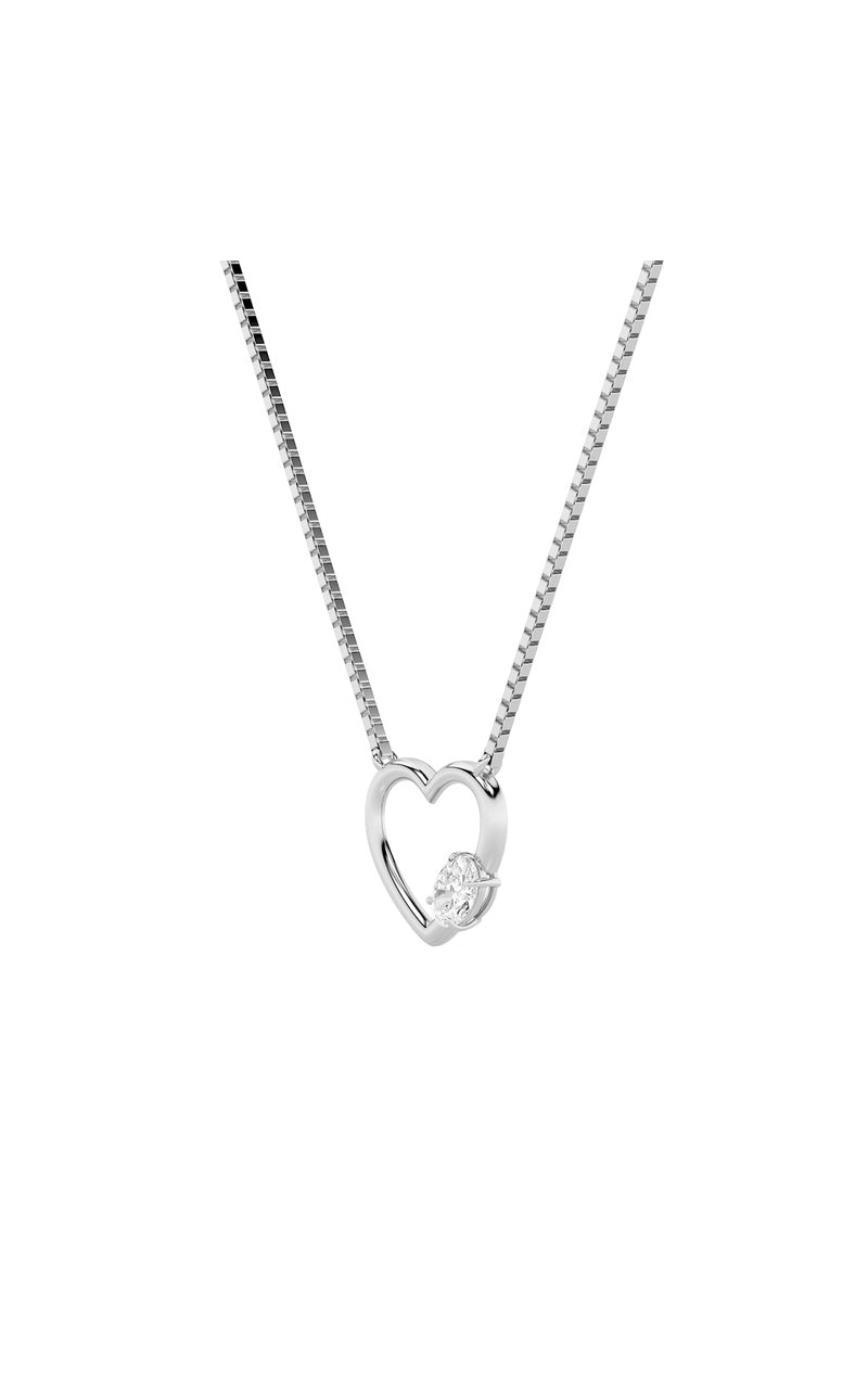 0.5Cttw Oval Shaped Lab Grown Diamond (F/VS) Heart Shaped Necklace in 14K Gold