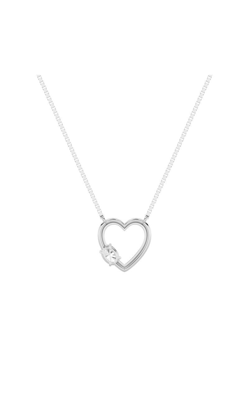 0.5Cttw Oval Shaped Lab Grown Diamond (F/VS) HeartShaped Necklace in 14K Gold