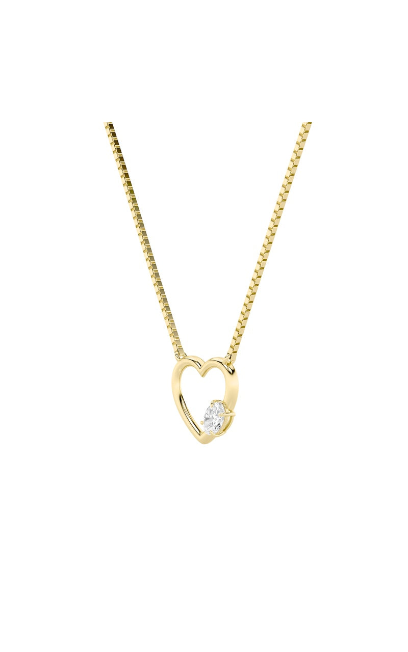 0.5Cttw Oval Shaped Lab Grown Diamond (F/VS) Heart Shaped Necklace in 14K Gold