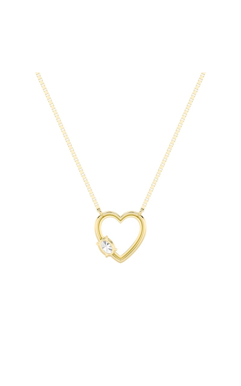 0.5Cttw Oval Shaped Lab Grown Diamond (F/VS) HeartShaped Necklace in 14K Gold
