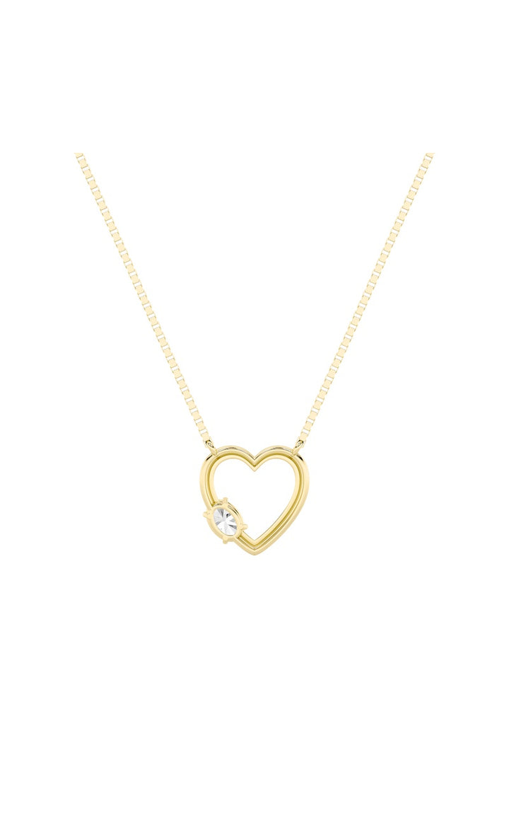 0.5CTW Oval Shaped Lab Grown Diamond (F/VS) Heart Shaped Necklace in 14K Gold